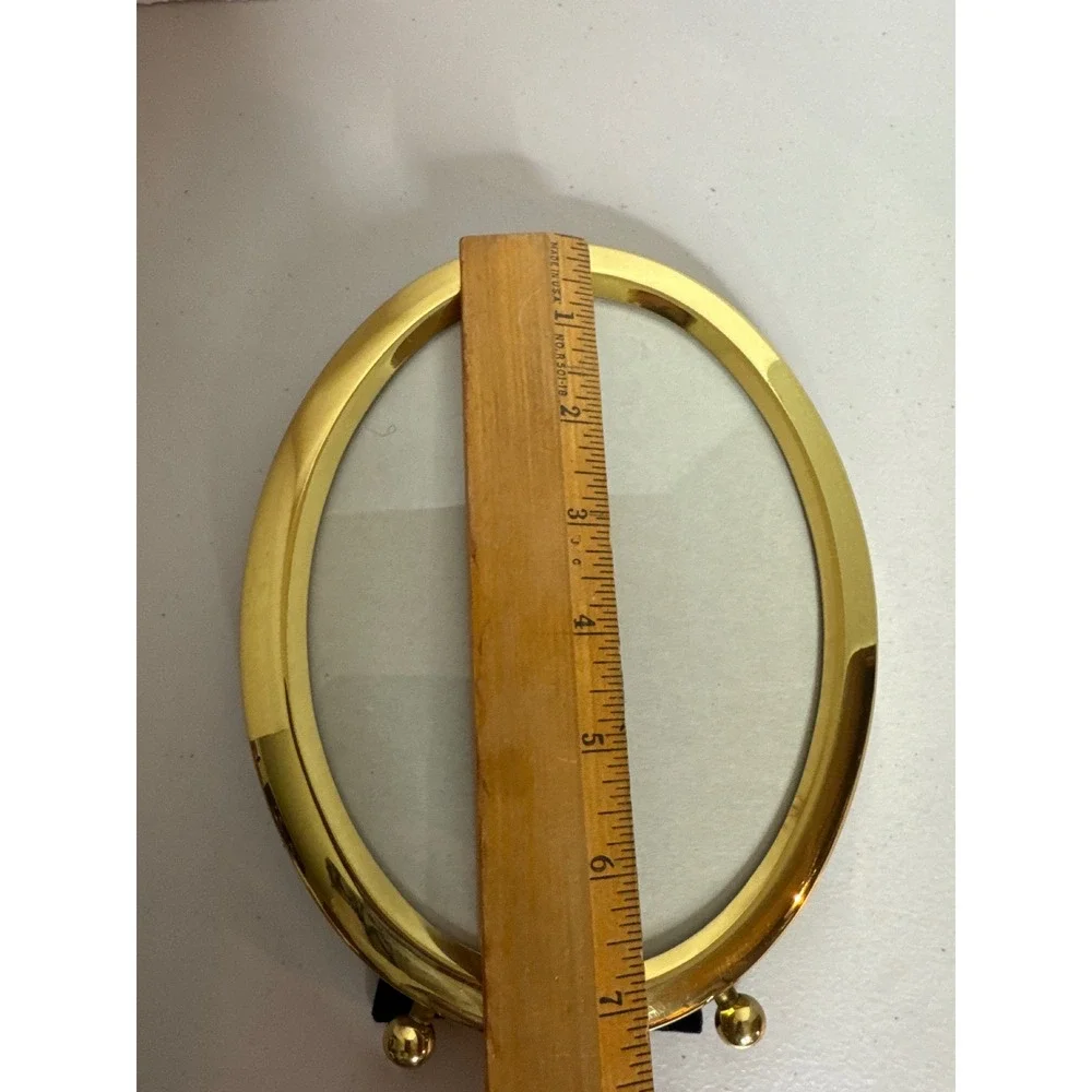 Vintage Oval Gold Brass Tone Metal Picture Frame 5x7 Tabletop Wall Hanging Korea